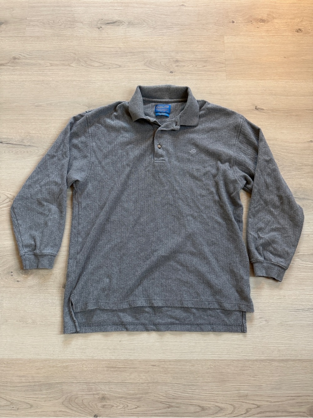 Pendleton Men's Long Sleeve Polo in Heather Gray